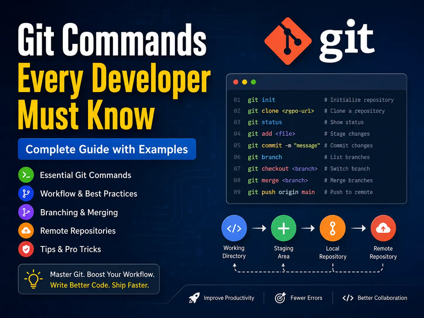 Git Commands Every Developer Must Know – Complete Guide with Examples